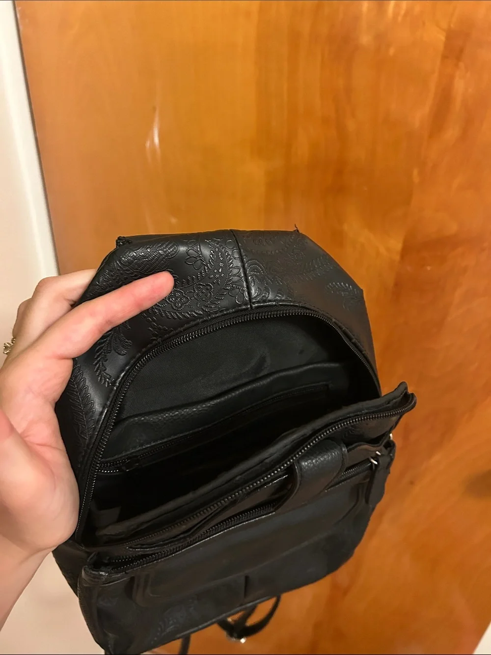 St. John's Bay Black Leather-Look Sling Backpack